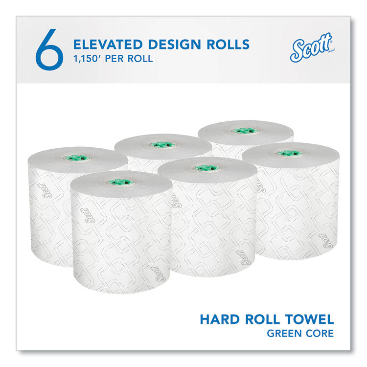 Pro Hard Roll Paper Towels with Elevated Scott Design for Scott Pro Dispenser, Green Core Only, 1-Ply, 1,150 ft, 6 Rolls/CT