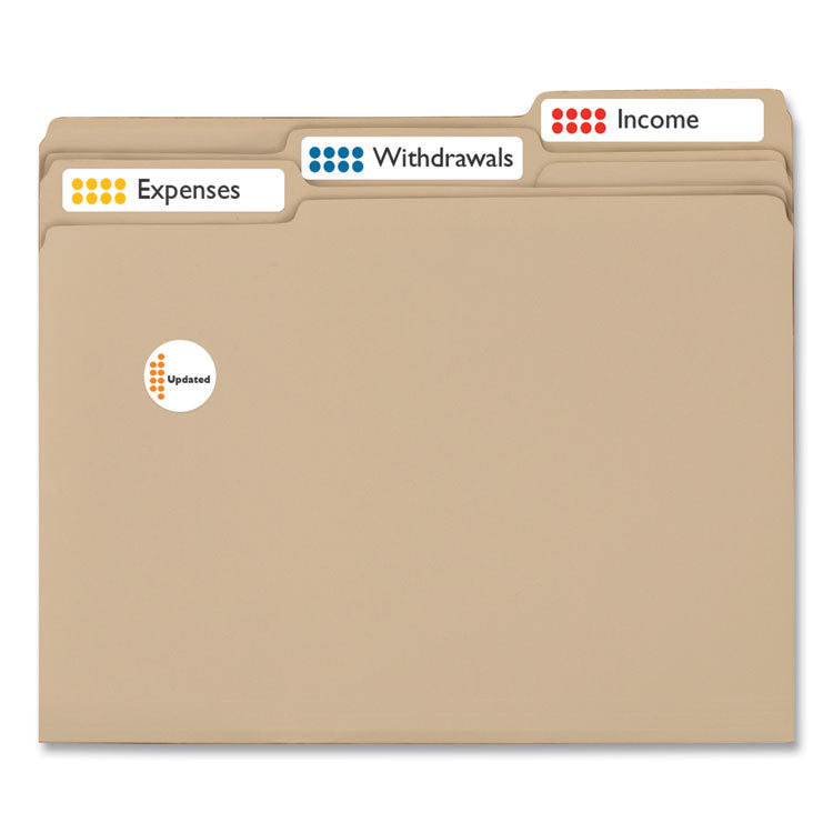 Mini-Sheets Permanent File Folder Labels, 0.66 X 3.44, White, 12/sheet, 25 Sheets/pack