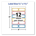 Avery Kids Handwritten Identification Labels, 1.75 X 0.75, Borders: Blue, Orange, Yellow, 12 Labels/sheet, 5 Sheets/pack