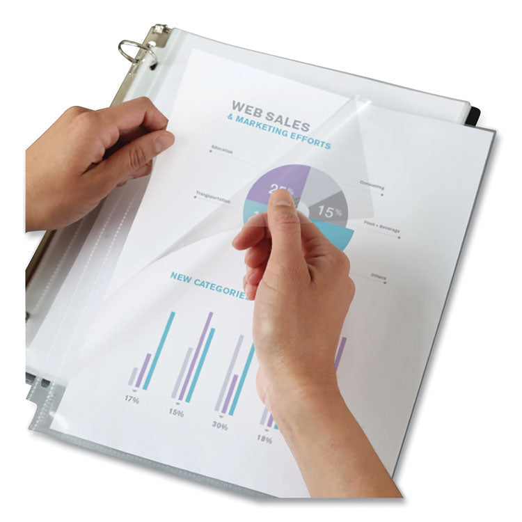 Quick-Load Heavyweight Sheet Protector, Side: 3-Hole Punched, Top/Side Load 8.5 x 11 Insert, Nonglare Clear Front, 50/Box