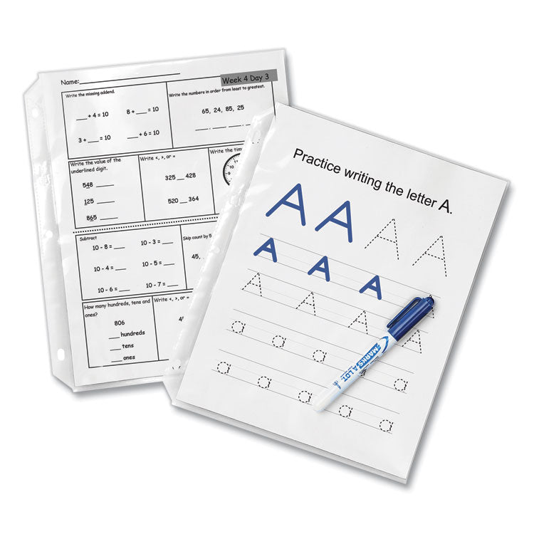 Quick-Load Heavyweight Sheet Protector, Side: 3-Hole Punched, Top/Side Load 8.5 x 11 Insert, Nonglare Clear Front, 50/Box