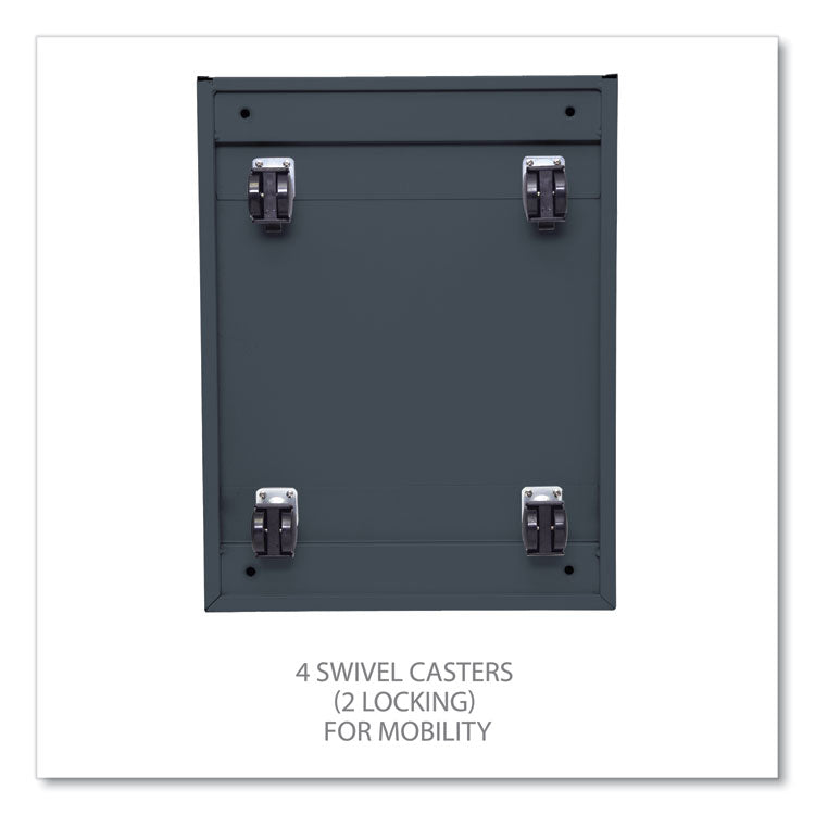 File Pedestal With Full-Length Pull, Left Or Right, 3-Drawers: Box/box/file, Legal/letter, Charcoal, 14.96" X 19.29" X 27.75"