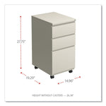 File Pedestal With Full-Length Pull, Left Or Right, 3-Drawers: Box/box/file, Legal/letter, Putty, 14.96" X 19.29" X 27.75"