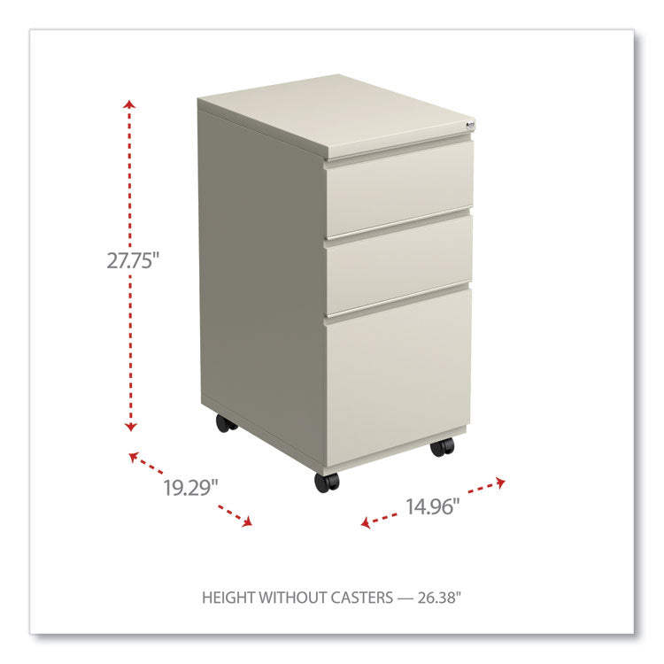 File Pedestal With Full-Length Pull, Left Or Right, 3-Drawers: Box/box/file, Legal/letter, Putty, 14.96" X 19.29" X 27.75"