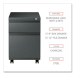 File Pedestal With Full-Length Pull, Left Or Right, 2-Drawers: Box/file, Legal/letter, Charcoal, 14.96" X 19.29" X 21.65"