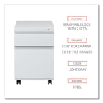 File Pedestal With Full-Length Pull, Left Or Right, 2-Drawers: Box/file, Legal/letter, Light Gray, 14.96" X 19.29" X 21.65"