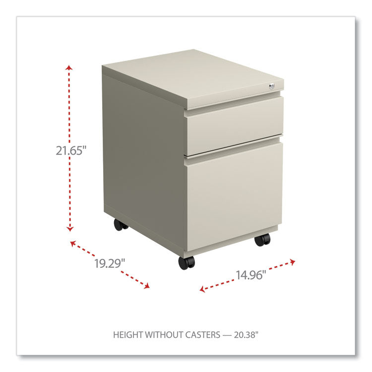 File Pedestal With Full-Length Pull, Left Or Right, 2-Drawers: Box/file, Legal/letter, Putty, 14.96" X 19.29" X 21.65"