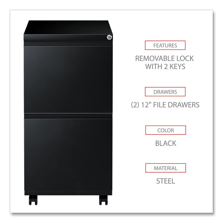 File Pedestal With Full-Length Pull, Left Or Right, 2 Legal/letter-Size File Drawers, Black, 14.96" X 19.29" X 27.75"
