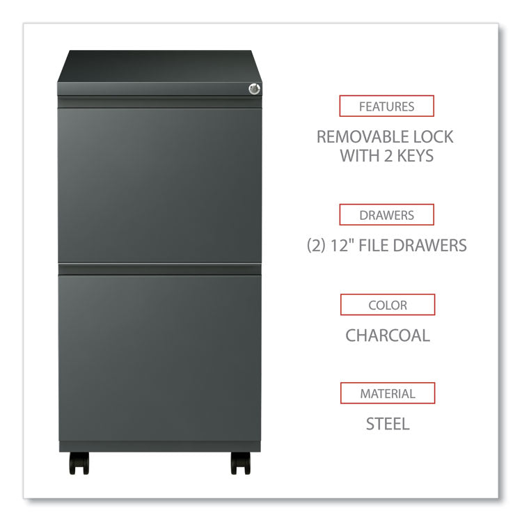 File Pedestal With Full-Length Pull, Left Or Right, 2 Legal/letter-Size File Drawers, Charcoal, 14.96" X 19.29" X 27.75"