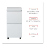File Pedestal With Full-Length Pull, Left Or Right, 2 Legal/letter-Size File Drawers, Light Gray, 14.96" X 19.29" X 27.75"