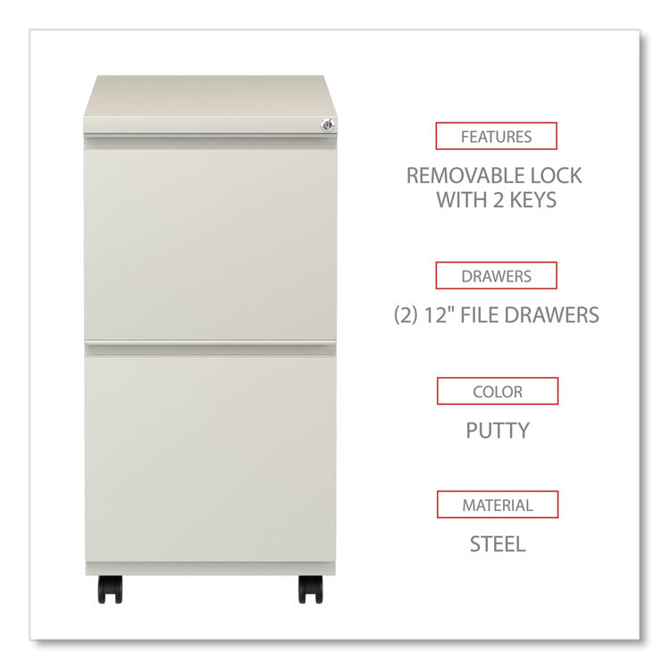 File Pedestal With Full-Length Pull, Left Or Right, 2 Legal/letter-Size File Drawers, Putty, 14.96" X 19.29" X 27.75"