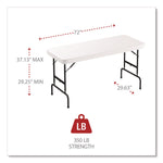 Fold in Half Plastic Folding Table, Rectangular, 72w x 29.63d x 29.25 to 37.13h, White