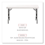 Fold in Half Plastic Folding Table, Rectangular, 72w x 29.63d x 29.25 to 37.13h, White