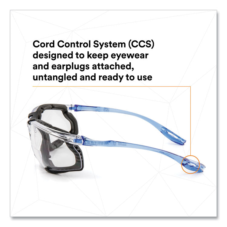 CCS Protective Eyewear with Foam Gasket, Blue Plastic Frame, Clear Polycarbonate Lens