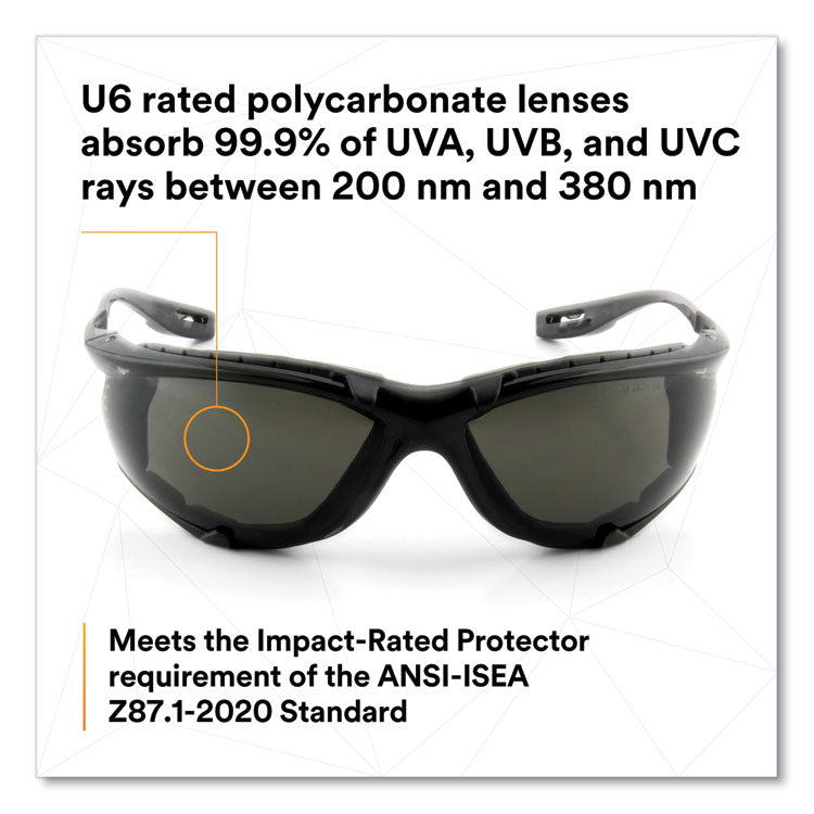 Virtua CCS Protective Eyewear with Foam Gasket, Black/Gray Plastic Frame, Gray Polycarbonate Lens