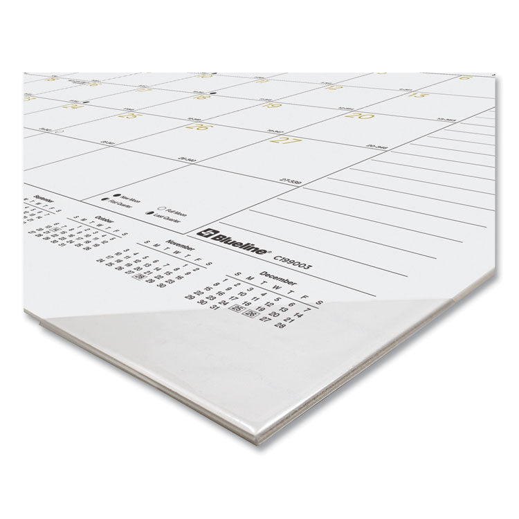 Gold Collection Monthly Desk Pad Calendar, 22 x 17, White Sheets, Black Headband, Clear Corners, 12-Month (Jan to Dec): 2025
