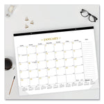 Gold Collection Monthly Desk Pad Calendar, 22 x 17, White Sheets, Black Headband, Clear Corners, 12-Month (Jan to Dec): 2025