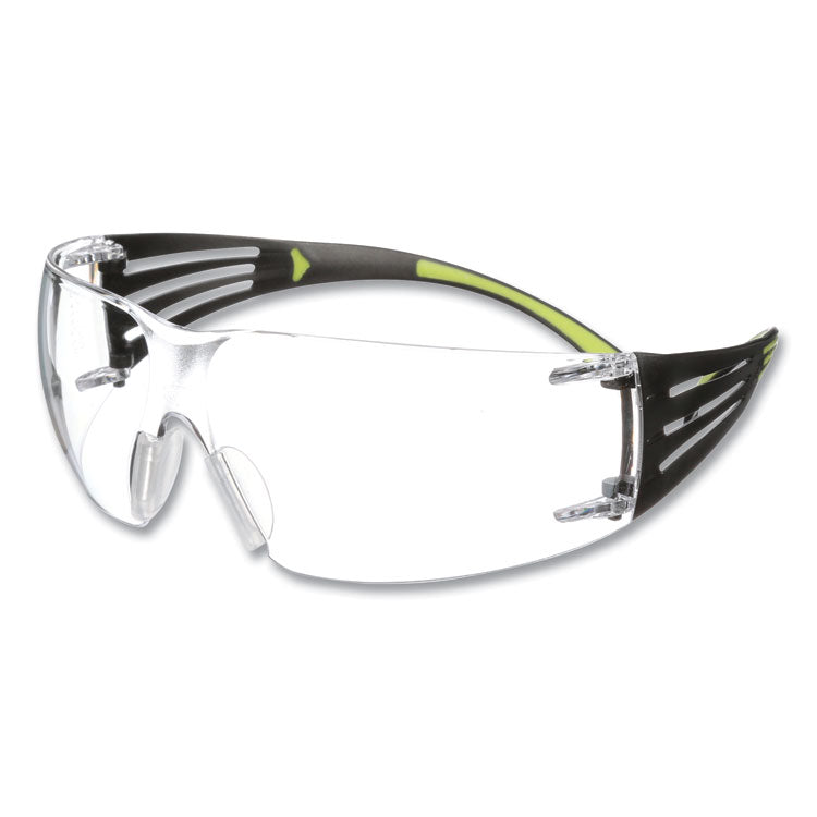 SecureFIt Protective Eyewear, 400 Series, Green Plastic Frame, Clear Polycarbonate Lens