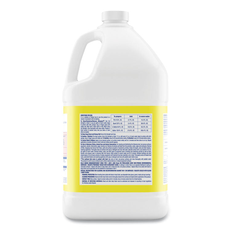 Disinfectant Deodorizing Cleaner Concentrate, Lemon Scent, 128 oz Bottle