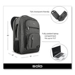 Grand Travel TSA Backpack, 17.3", 11.88 x 7 x 19, Dark Gray