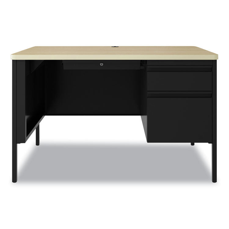 Teachers Pedestal Desks, One Right-Hand Pedestal: Box/File Drawers, 48" x 30" x 29.5", Maple/Black