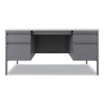 Teachers Pedestal Desks, Left and Right-Hand Pedestals: Box/File Drawer Format, 60" x 30" x 29.5", White/Platinum