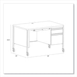 Mobile Teachers Pedestal Desks, Right-Hand Pedestal: Box/File Drawers, 48" x 30" x 29.5", Walnut/Black