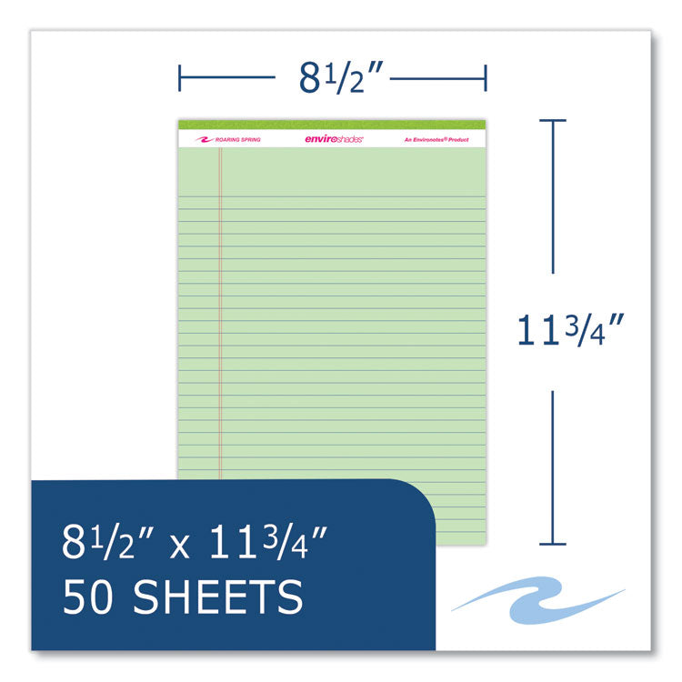 Enviroshades Legal Notepads, 50 Green 8.5 x 11.75 Sheets, 72 Notepads/Carton
