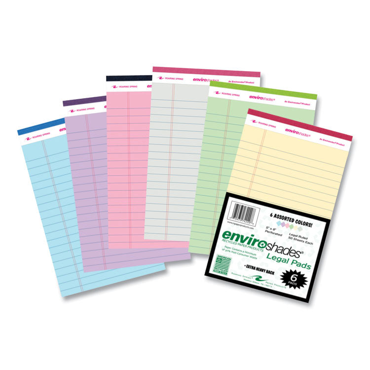 Enviroshades Legal Notepads, 50 Assorted 5 x 8 Sheets, 72 Notepads/Carton