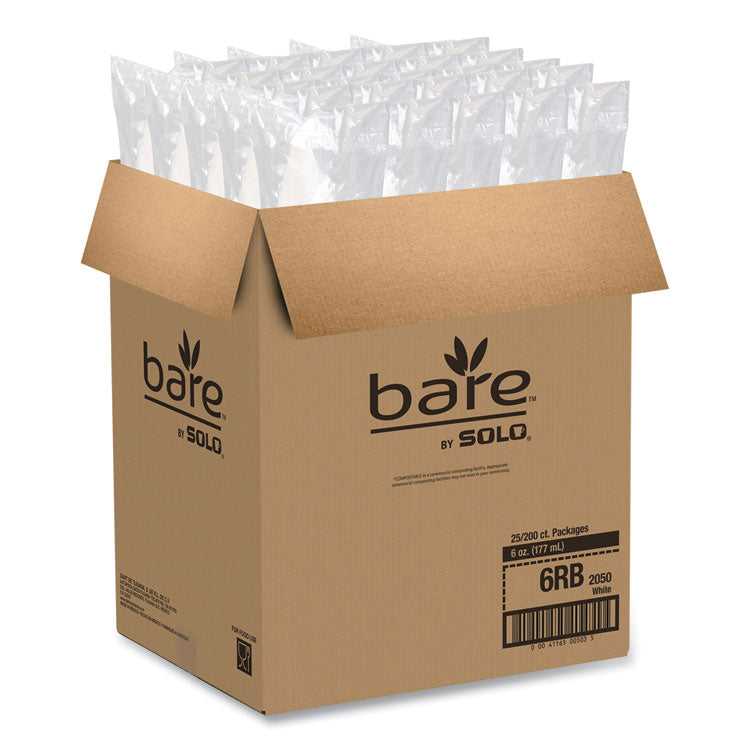 Bare Eco-Forward Treated Paper Cone Cups, 6 oz, White, 200/Sleeve, 25 Sleeves/Carton