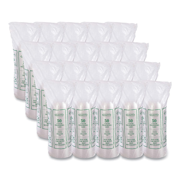 Cappuccino Dome Sipper Lids, Fits 30 oz to 32 oz Hot Cups, Plastic, Clear, 50/Pack, 20 Packs/Carton