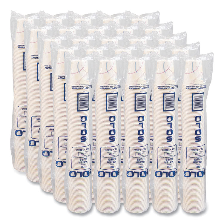 Paper Water Cups, 5 oz, Meridian Design, 100/Sleeve, 25 Sleeves/Carton