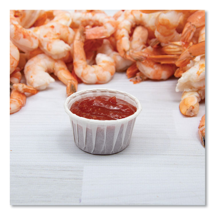 Paper Portion Cups, 1.25 oz, White, 250/Bag, 20 Bags/Carton