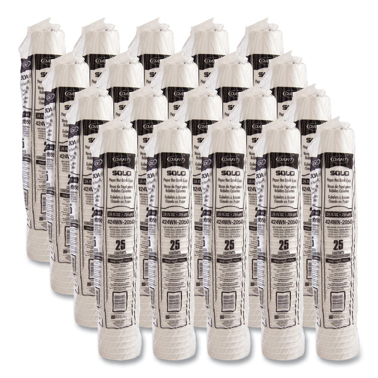 Single-Sided Poly Paper Hot Cups, 24 Oz, White, 25/bag, 20 Bags/carton