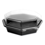 OctaView Hinged-Lid Cold Food Containers, 42 oz, 9.57 x 9.2 x 3.2, Black/Clear, Plastic, 100/Carton