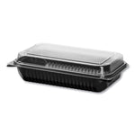 Hinged-Lid Dinner Box, 64 oz, 11.5 x 8.1 x 3, Black/Clear, Plastic, 100/Carton