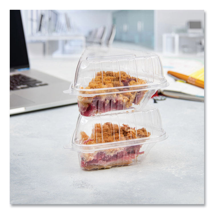 Showtime Clear Hinged Containers, Pie Wedge, 6.67 oz, 6.1 x 5.6 x 3, Clear, Plastic, 125/Pack, 2 Packs/Carton