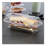 Showtime Clear Hinged Containers, Hoagie Container, 29.9 oz, 5.1 x 9.9 x 3.5, Clear, Plastic, 100/Bag, 2 Bags/Carton