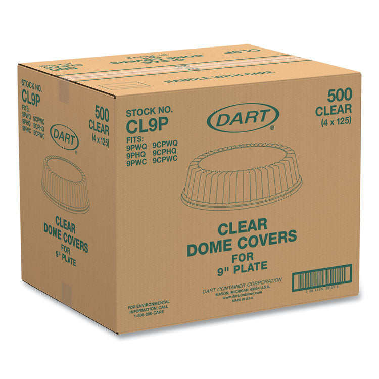 Dome Covers for Dinnerware, For 9" Foam Plates, Clear, Plastic, 125/Bag, 4 Bags/Carton