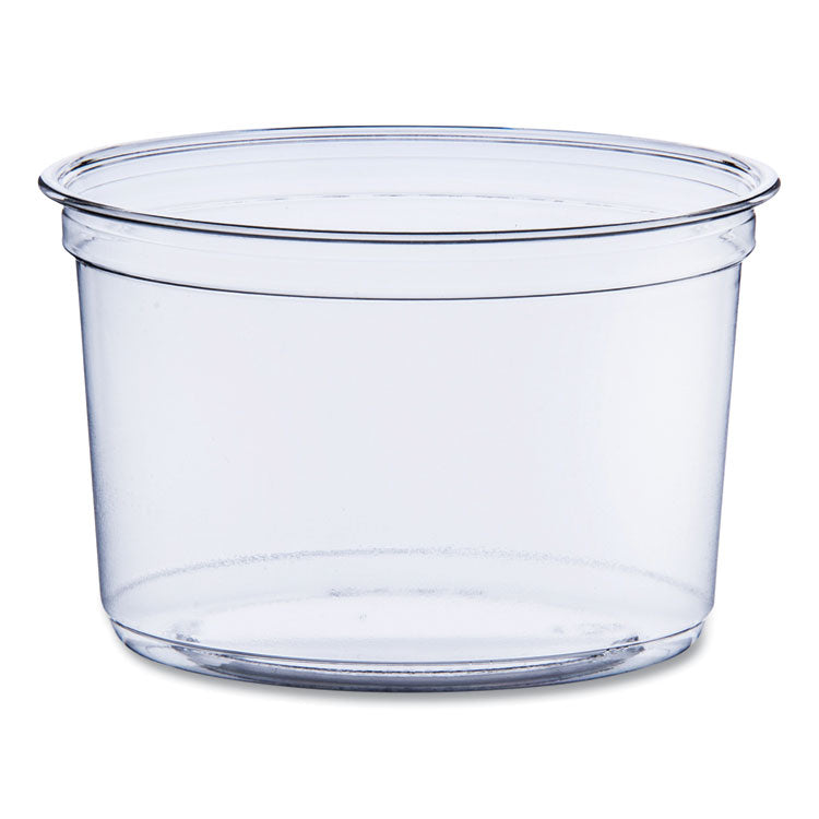Bare Eco-Forward RPET Deli Containers, ProPlanet Seal, 16 oz, 4.6" Diameter x 3" h, Clear, Plastic, 500/Carton