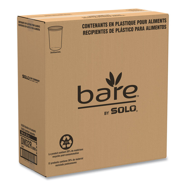 Bare Eco-Forward RPET Deli Containers, ProPlanet Seal, 32 oz, Clear, Plastic, 50/Pack, 10/Carton