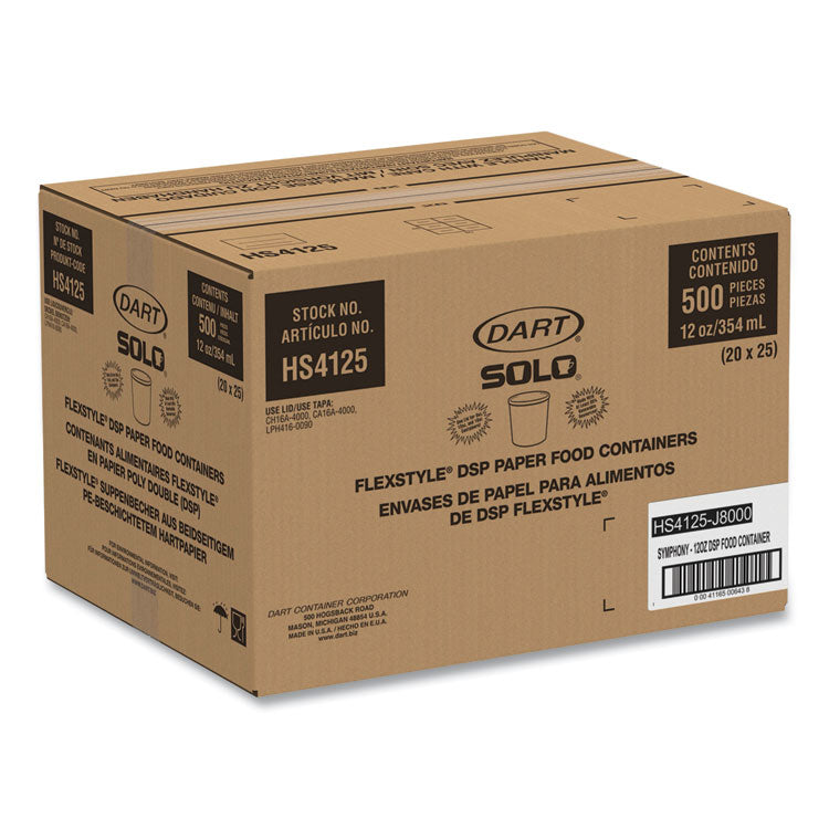 Double Poly Paper Food Containers, 12 oz, 3.6" Diameter x 3.3" h, Symphony Design, 25/Pack, 20 Packs/Carton