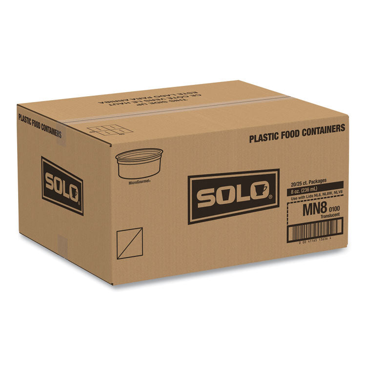 MicroGourmet Food Container, 8 oz, 4.1" Diameter x 1.14" h, Clear, Plastic, 500/Carton