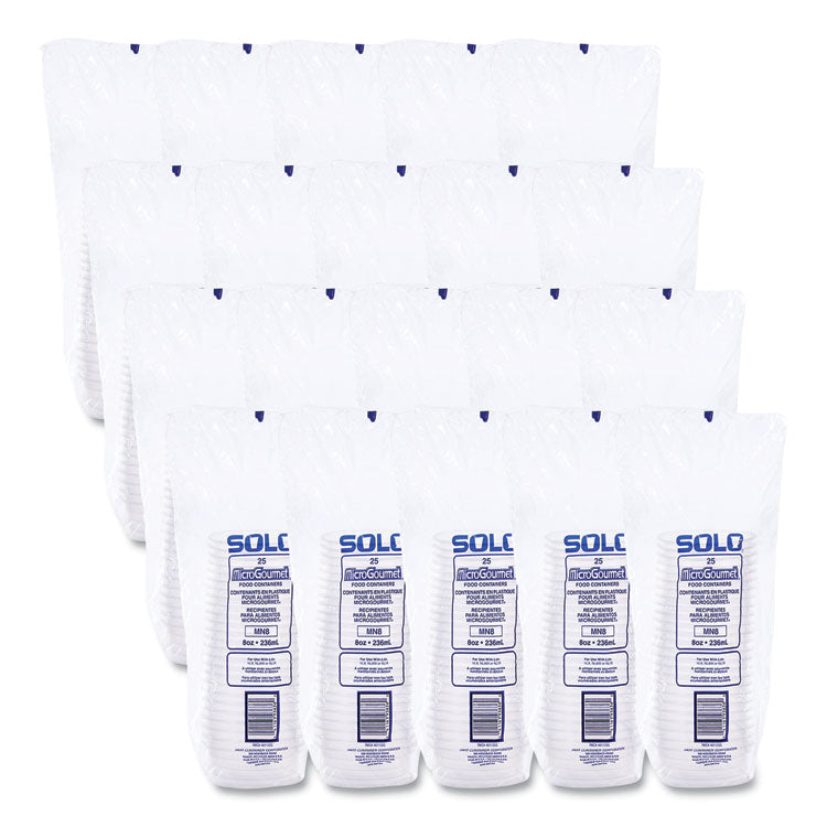 MicroGourmet Food Container, 8 oz, 4.1" Diameter x 1.14" h, Clear, Plastic, 500/Carton