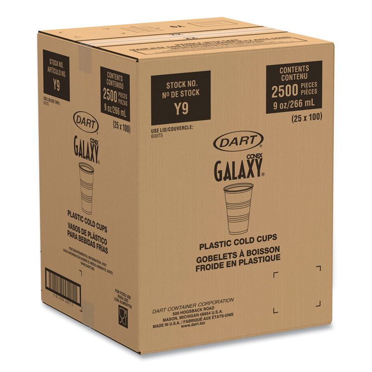 High-Impact Polystyrene Cold Cups, 9 oz, Plastic, Translucent, 100/Sleeve, 25 Sleeves/Carton