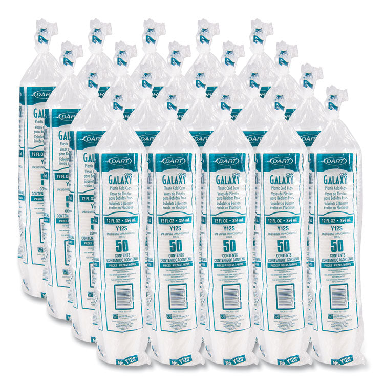 High-Impact Polystyrene Squat Cold Cups, 12 oz, Plastic, Translucent, 50/Sleeve, 20 Sleeves/Carton