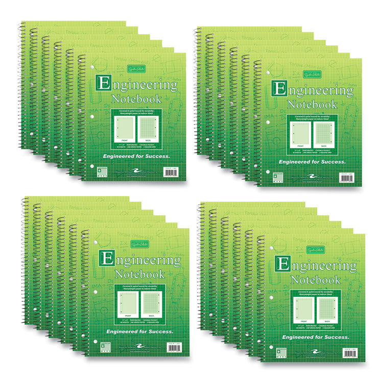 Wirebound Engineering Notebook, 20 lb Bond Paper Stock, Green Cover, (80) 11 x 8.5 Sheets, 24/Carton