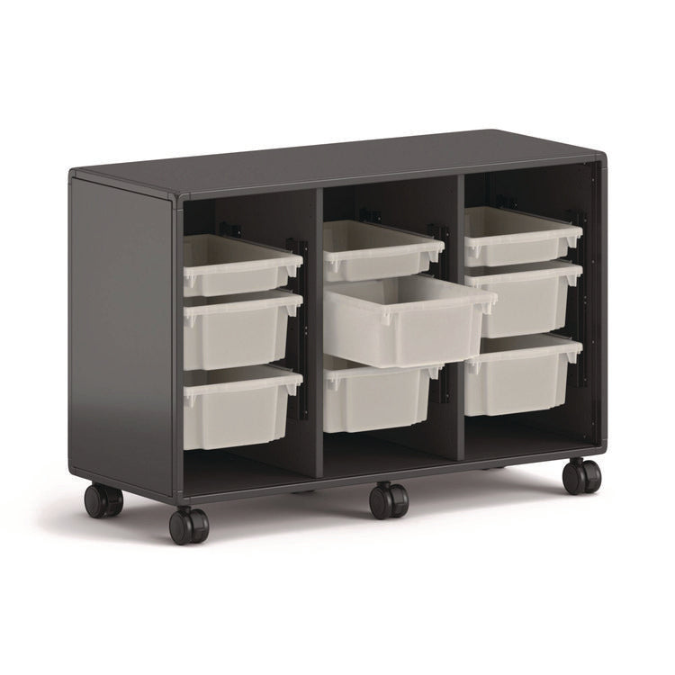 Class-ifi Tote Storage Cabinet, Three-Wide, 46.63" x 18.75" x 31.38", Charcoal Gray