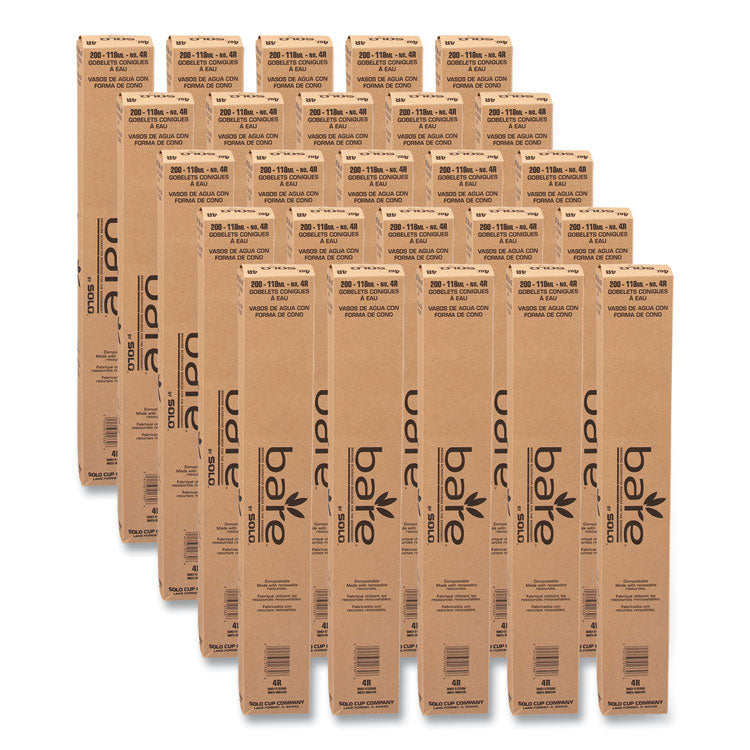 Cone Water Cups, Chipboard Box Inner Packaging, 4 oz, Paper, White, 200/Bag, 25 Bags/Carton