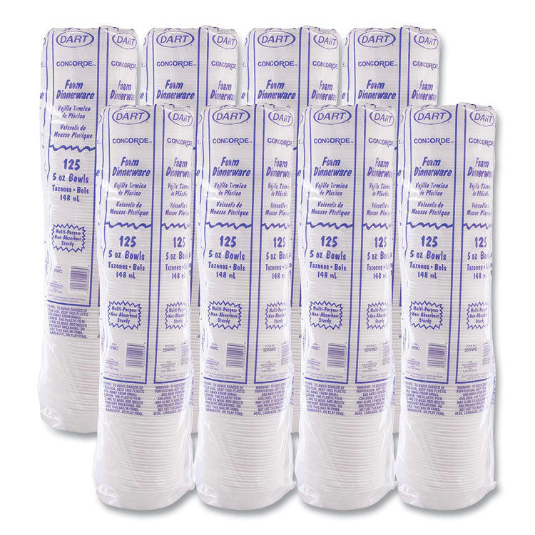 Non-Laminated Foam Dinnerware, Bowl, 5 oz, White, 125/Pack, 8 Packs/Carton